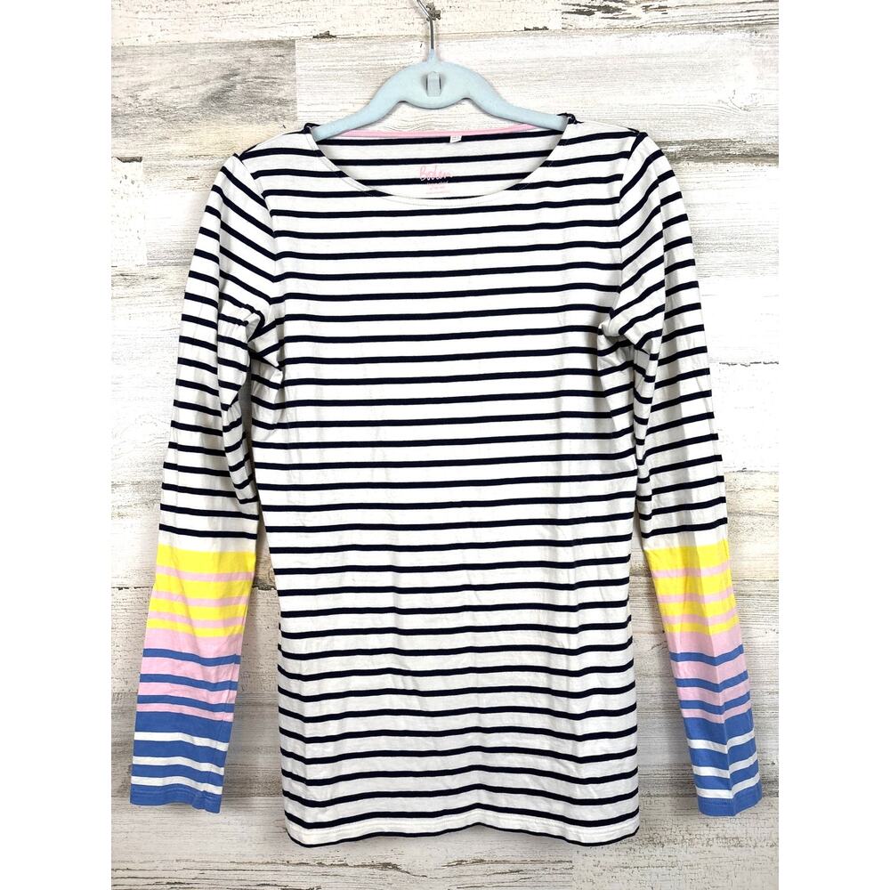Boden Womens 2 Multi Stripe Breton Pullover Shirt Coastal Casual Chic